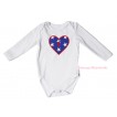 American's Birthday White Baby Jumpsuit & 1st Birthday Number American Star Heart Print TH576